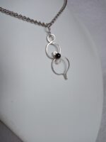 Ezüstözött rézből készült 808nő ékszer fekete gyönggyel - Image 3