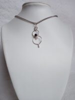 Ezüstözött rézből készült 808nő ékszer fekete gyönggyel - Image 4