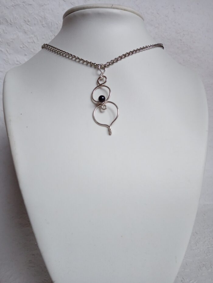 Ezüstözött rézből készült 808nő ékszer fekete gyönggyel - Image 4