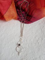 Ezüstözött rézből készült 808nő ékszer fekete gyönggyel - Image 5