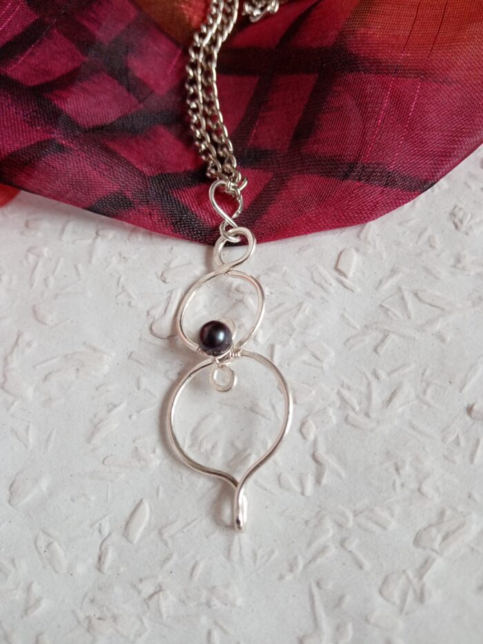 Ezüstözött rézből készült 808nő ékszer fekete gyönggyel - Image 7