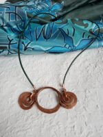 Réz 808nő ékszer zöld bőrzsinóron 7 cm medállal - Image 4