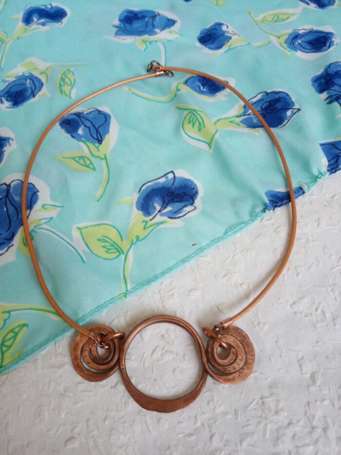 Rézből készült 808nő ékszer rézszínű bőrzsinóron 7 cm medállal - Image 2