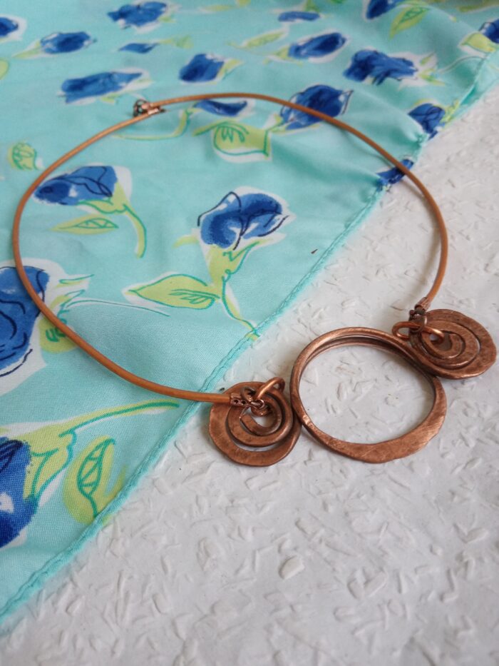 Rézből készült 808nő ékszer rézszínű bőrzsinóron 7 cm medállal - Image 3