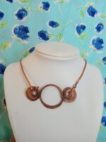 Rézből készült 808nő ékszer rézszínű bőrzsinóron 7 cm medállal - Image 5