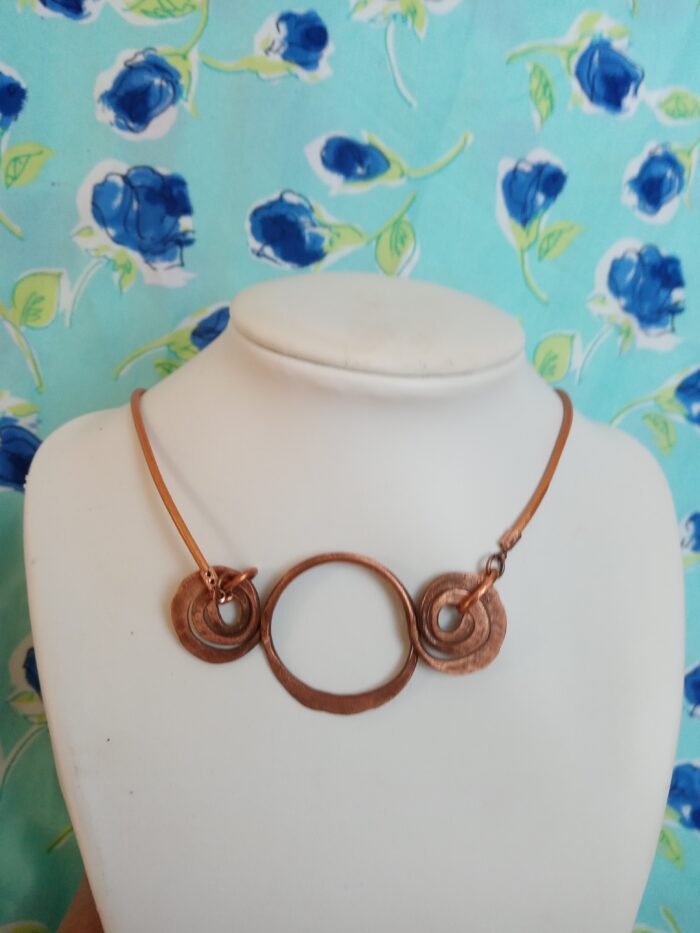 Rézből készült 808nő ékszer rézszínű bőrzsinóron 7 cm medállal - Image 5