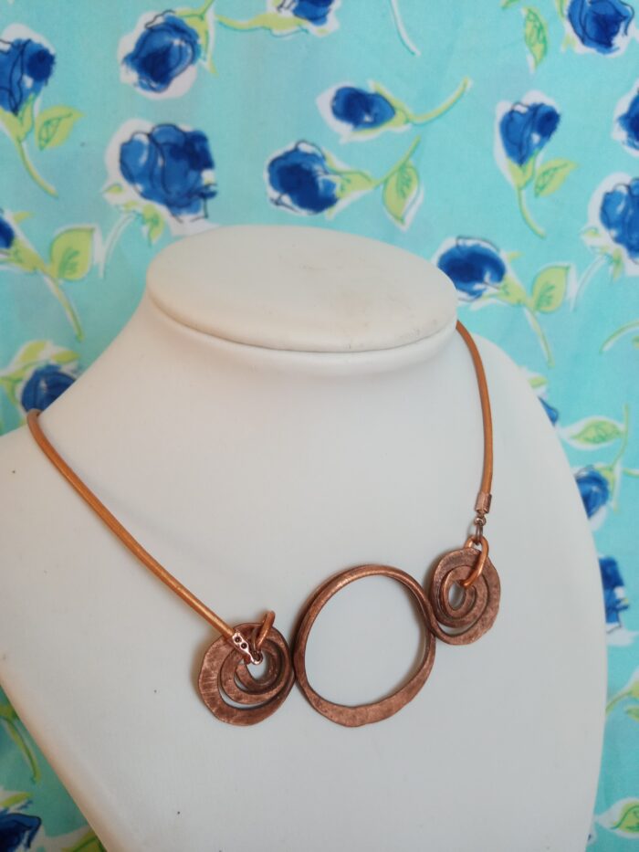 Rézből készült 808nő ékszer rézszínű bőrzsinóron 7 cm medállal - Image 7