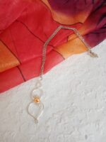 Ezüstözött rézből készült 808nő ékszer sárga gyönggyel - Image 2