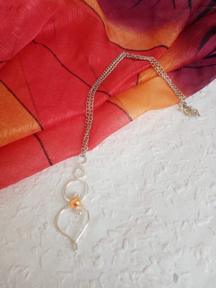 Ezüstözött rézből készült 808nő ékszer sárga gyönggyel - Image 2