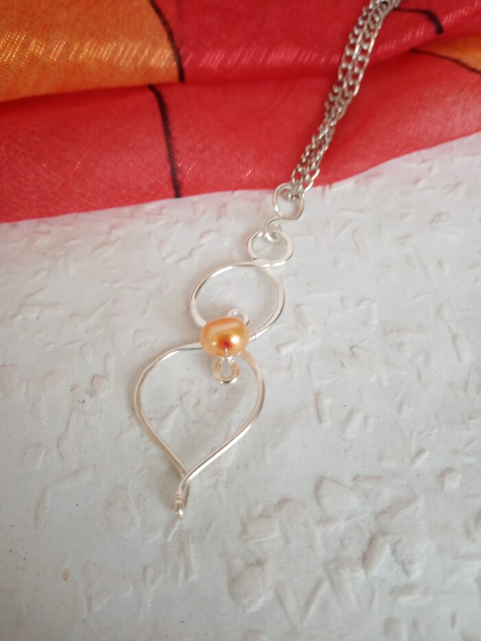 Ezüstözött rézből készült 808nő ékszer sárga gyönggyel - Image 3