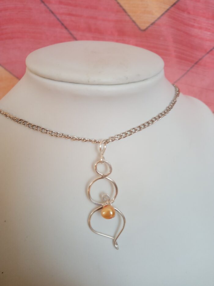 Ezüstözött rézből készült 808nő ékszer sárga gyönggyel - Image 5