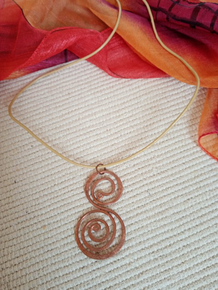 NAGY Réz ÁLLÓ 808nő ékszer vajszínű bőrzsinóron 6.5 cm medállal - Image 5