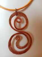 KÖZEPES Réz ÁLLÓ 808nő ékszer vajszínű bőrzsinóron 6 cm medállal (másolat) - Image 4