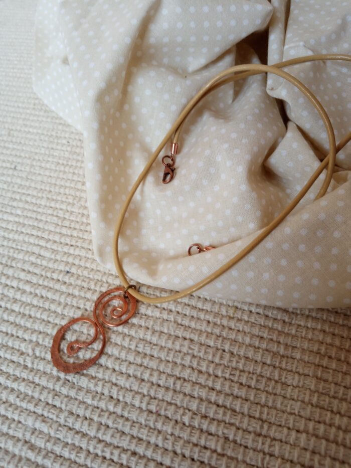 MINI Réz ÁLLÓ 808nő ékszer vajszínű bőrzsinóron 4 cm medállal - Image 3