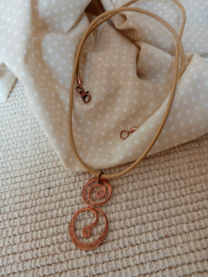 MINI Réz ÁLLÓ 808nő ékszer vajszínű bőrzsinóron 4 cm medállal - Image 2